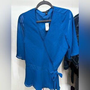 Banana Republic Blue Wrap Blouse